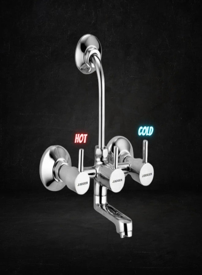 JAGGER JAG150 Brass Wall Mixer with Provision for Over Head Shower and 190mm Long Bend Pipe (Chrome) (Turbo PAN) - Image 2